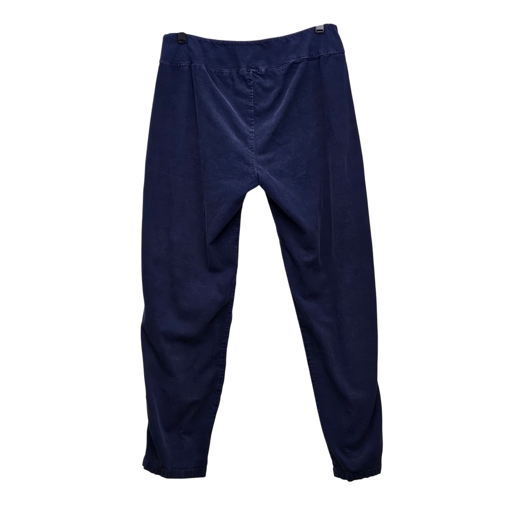 Cut Loose Corduroy Pants Women L Navy Blue Elastic Waist Tapered Lagenlook Pant
